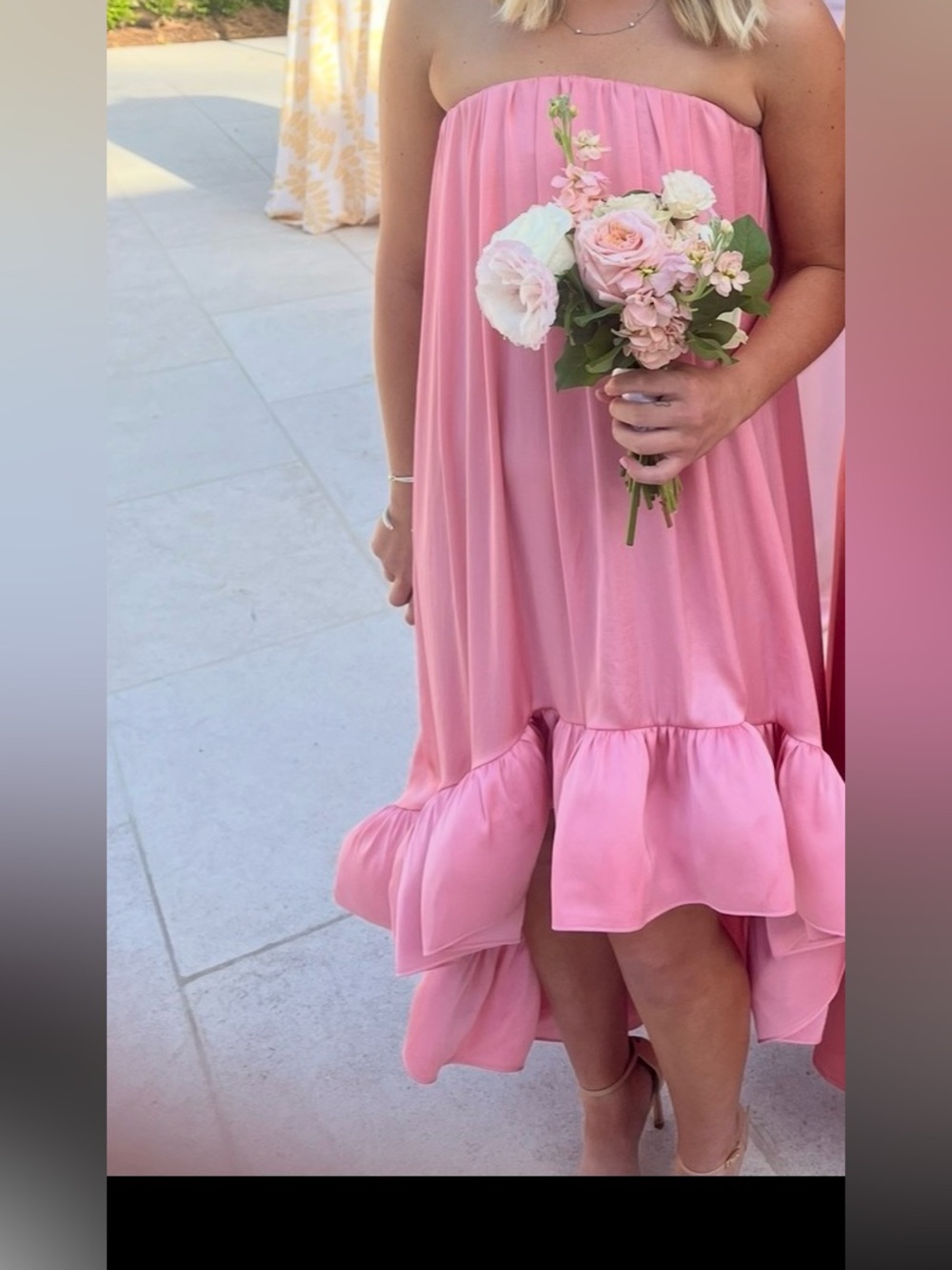Alexis Strapless Pink High-Low Ruffle Dress - Picture 6 of 6